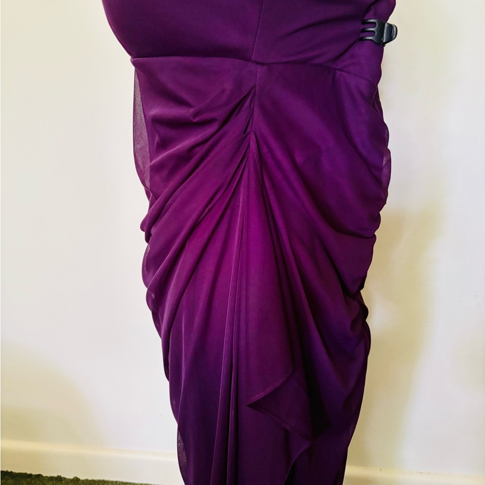 R&M Richards US 16W Beaded Boatneck Deep Wine Purple Midi Sheath Dress - Picture 5 of 10